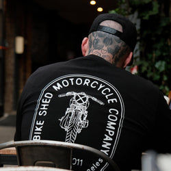 BSMC Cafe Bars Long Sleeve Motorcycle Graphic T-Shirt - Black