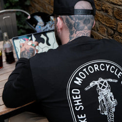 BSMC Cafe Bars Long Sleeve Motorcycle Graphic T-Shirt - Black