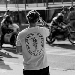 BSMC Drop Bars Graphic Motorcycle T Shirt - White