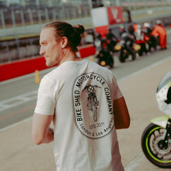 BSMC Drop Bars Graphic Motorcycle T Shirt - White