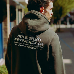 Green Bike Shed Motorcycle Co. Good Times Hooded Sweatshirt back