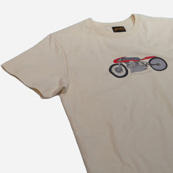 BSMC Guzzi Motorcycle ESTD. T-Shirt - Cream - front detail