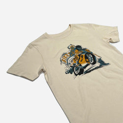 BSMC Kids Track Wolf Motorcycle Graphic T Shirt - Cream