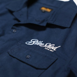 BSMC Embroidered Pennant Logo Motorcycle Shirt - Navy