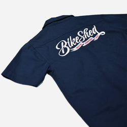 BSMC Embroidered Pennant Logo Motorcycle Shirt - Navy