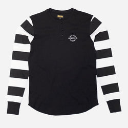 Long Sleeve Waffle Motorcycle Shirt - Black/Cream