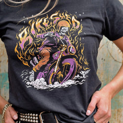 BSMC Women's Speed Demon Graphic Motorcycle T-Shirt - Washed Black