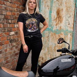 BSMC Women's Speed Demon Graphic Motorcycle T-Shirt - Washed Black