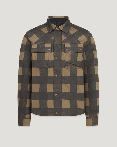 Belstaff Mansion Motorcycle Shirt Check Olive black studio image