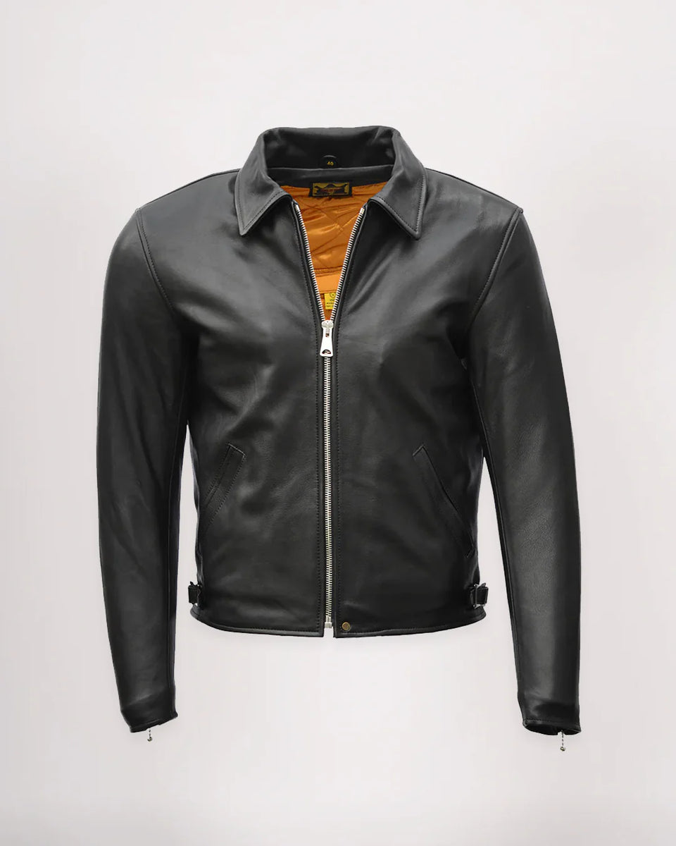 Goldtop 1958 Leather Motorcycle Jacket black studio image