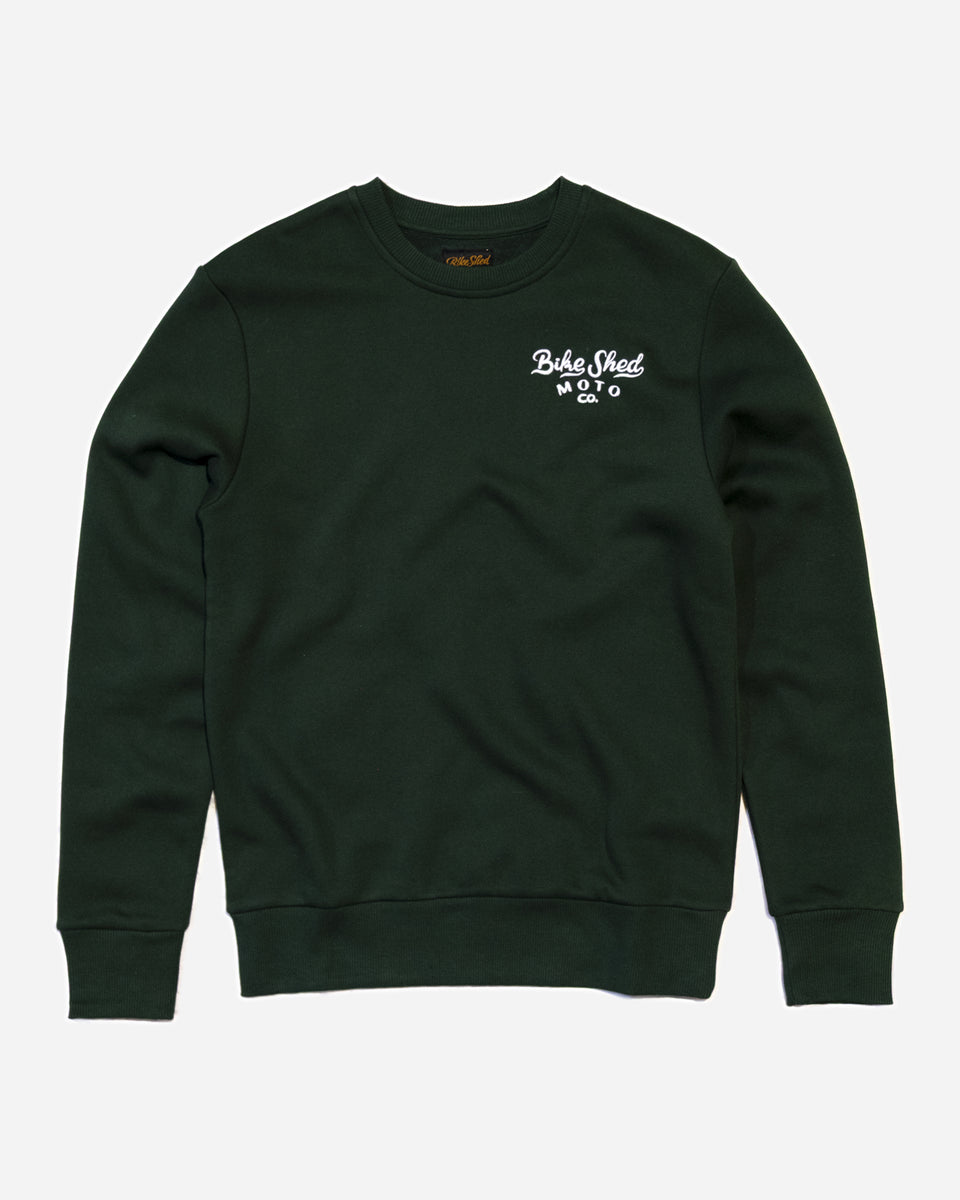 Bike Shed Desert Race Sweatshirt Green Studio Image Front
