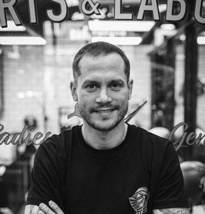 Luca headshot for Parts & Labour Barbershop London