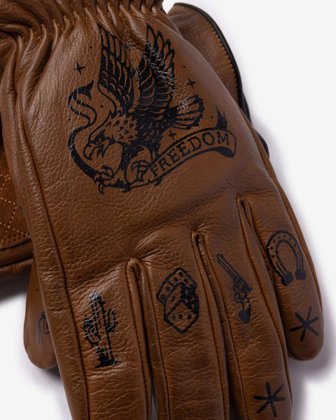 Macleod outlaw brown motorcycle gloves studio image
