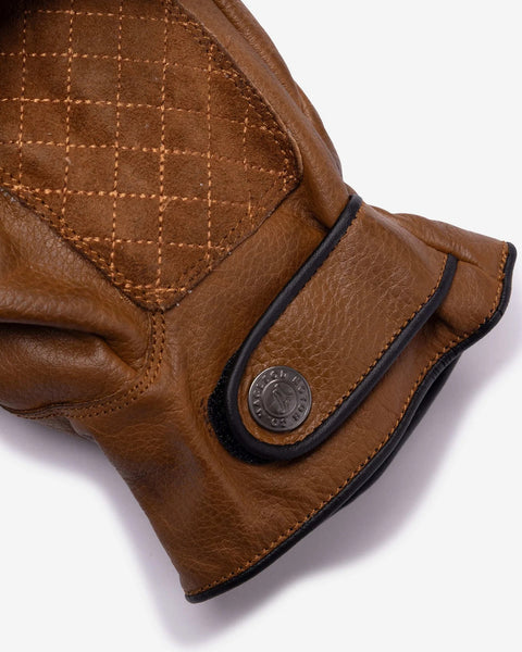 Macleod outlaw brown motorcycle gloves studio image