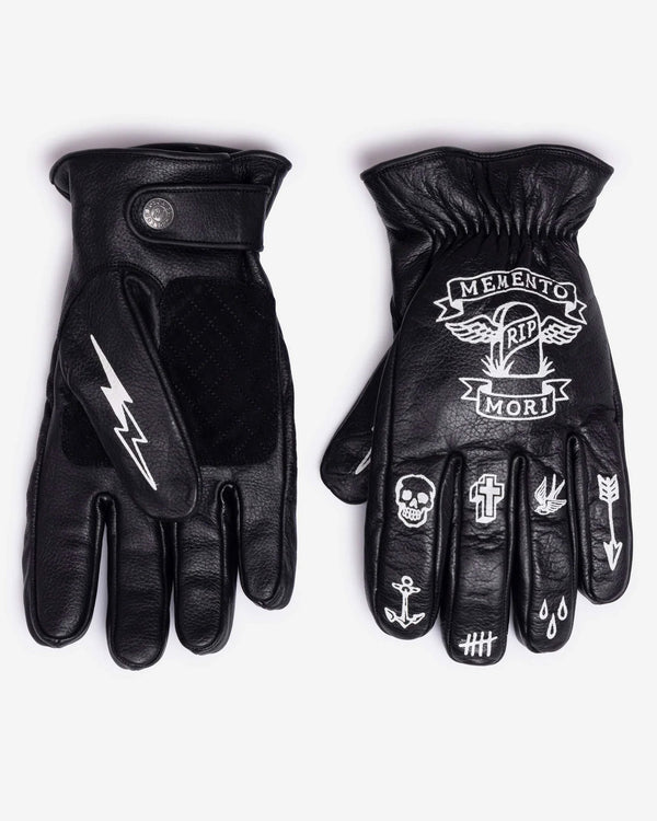 Macleod Memento Mori Leather Gloves - Black