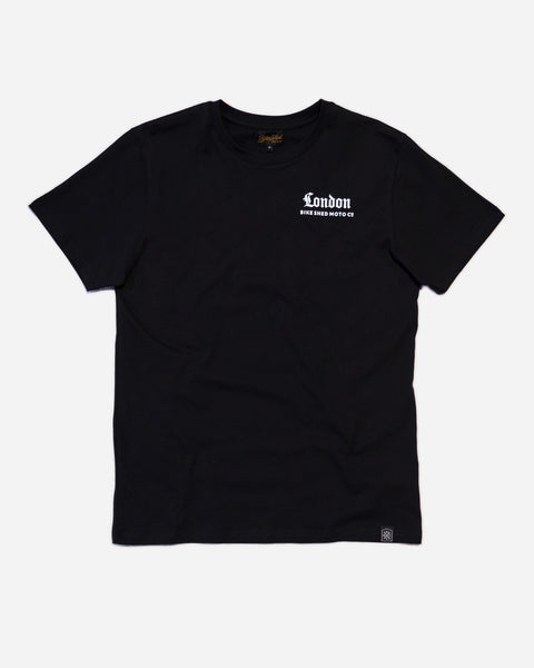 Bike Shed Olde London T-Shirt Black Studio Image Front
