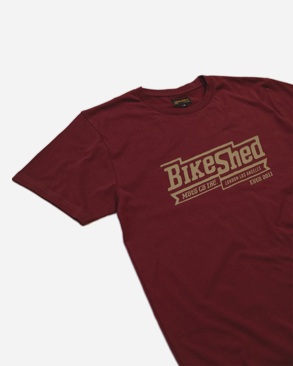 BSMC Steps T-Shirt - Burgundy studio image side on
