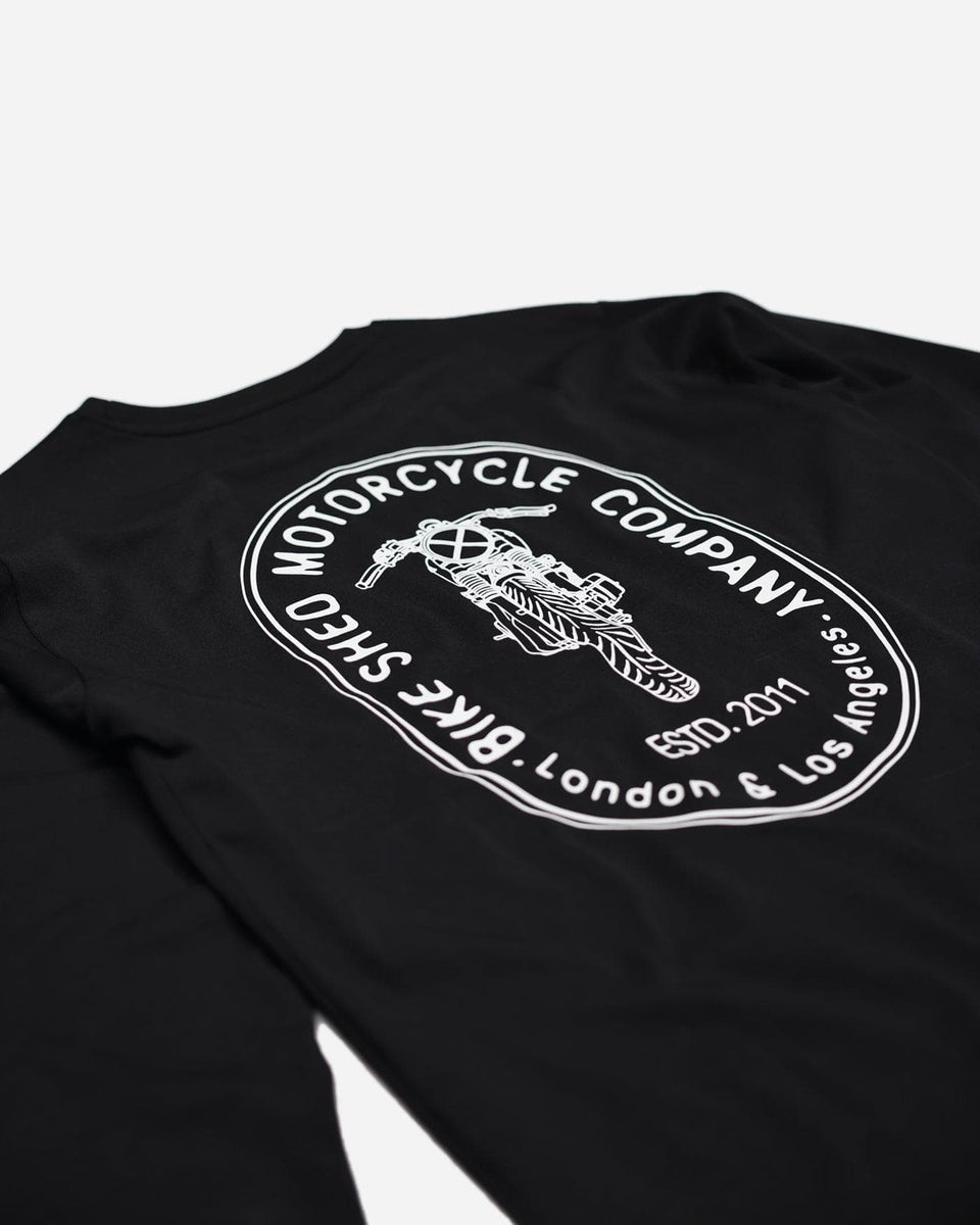 BSMC Cafe Bars Long Sleeve Motorcycle Graphic T-Shirt - Black