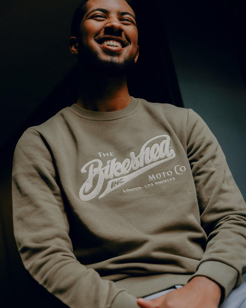 BSMC Moto Co Logo Appliqué Sweatshirt - Khaki