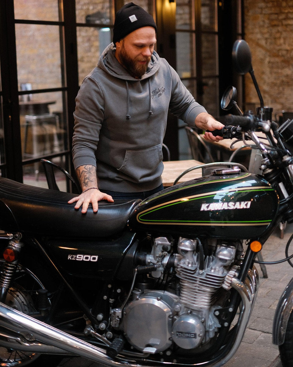 BSMC Moto Co Overhead Motorcycle Hoodie - Washed Grey