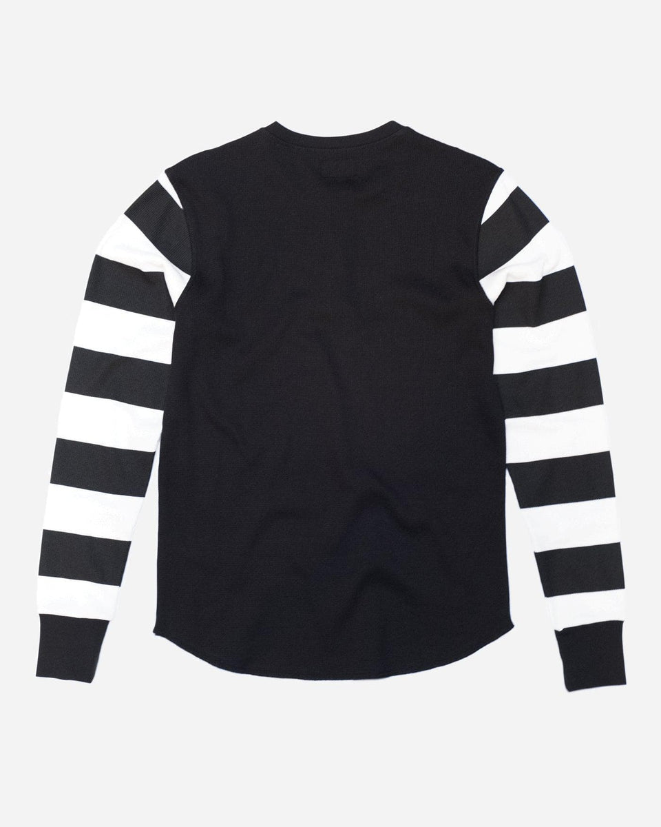 Long Sleeve Waffle Motorcycle Shirt - Black/Cream