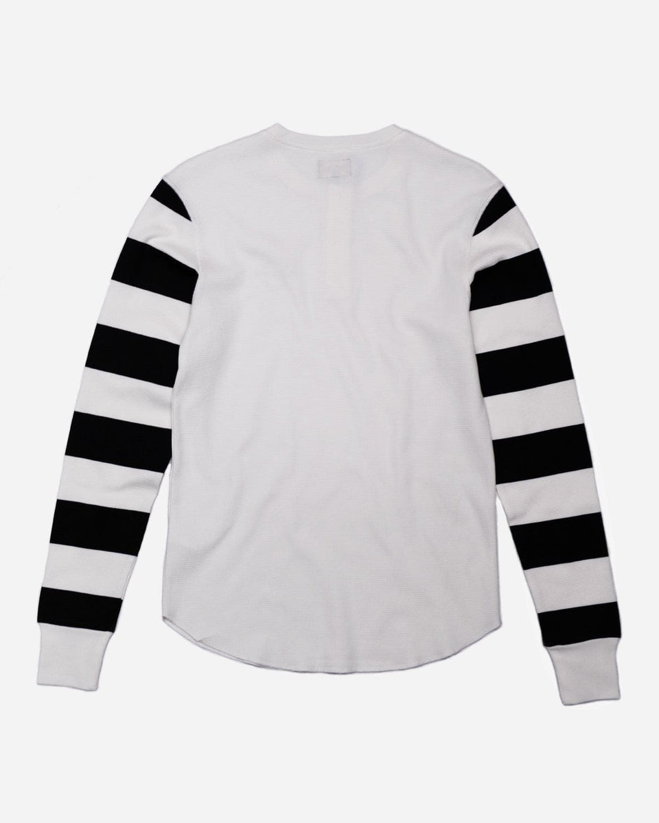 Rocker Long Sleeve Motorcycle Waffle Shirt - Cream/Black