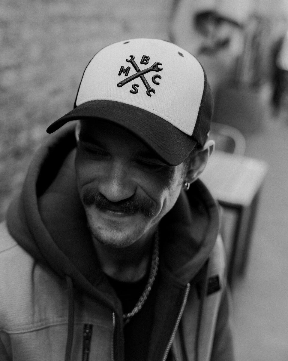 BSMC Spanners Logo Motorcycle Cap - Cream/Black