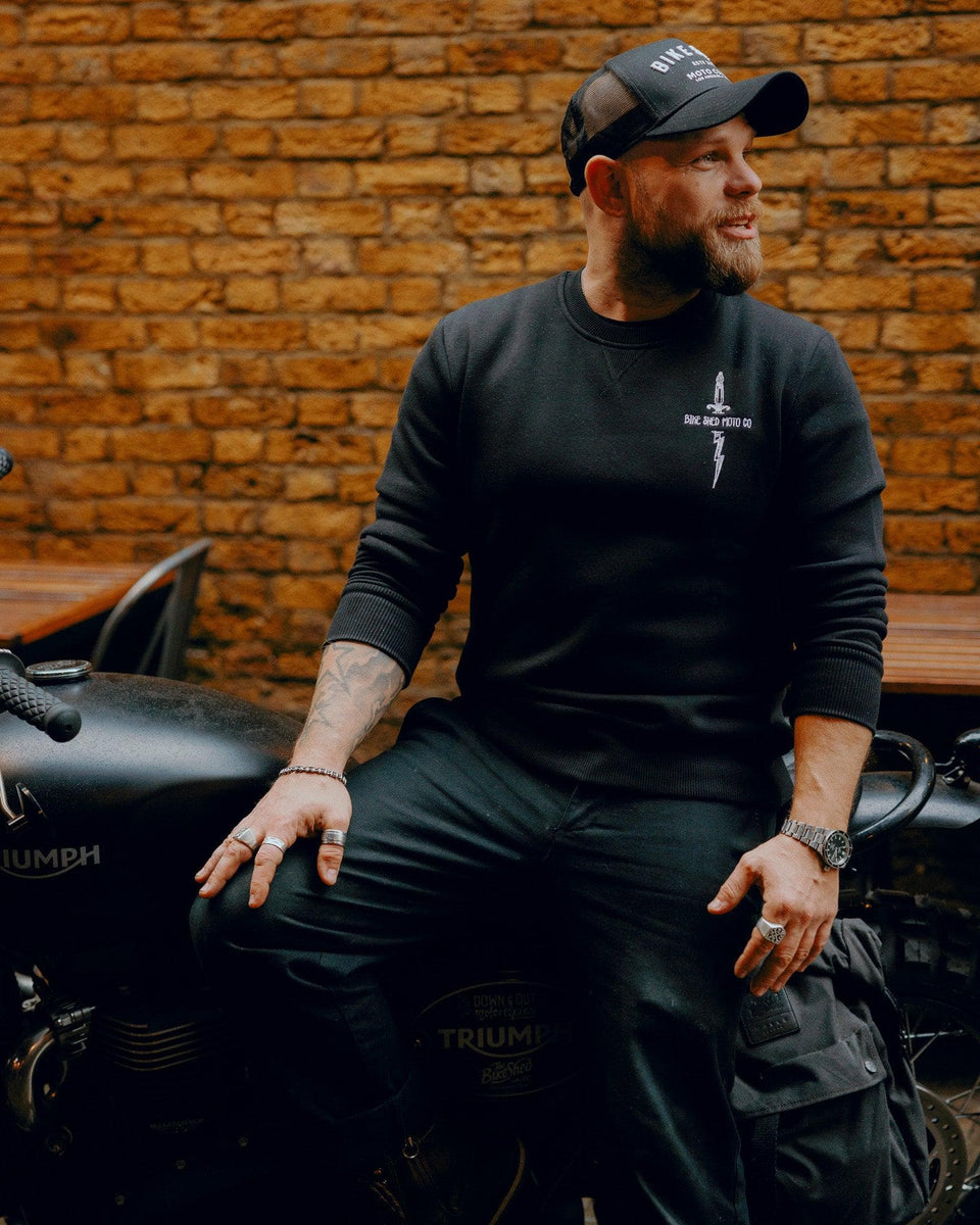 BSMC Zeus Embroidered Motorcycle Sweatshirt - Black
