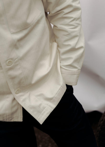 BSMC Chain Embroidery Motorcycle Chore Jacket - Ecru