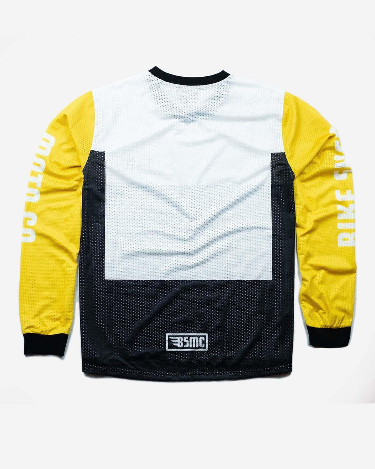 BSMC Retail Long Sleeves BSMC DT Race Jersey - YELLOW/WHITE/BLACK