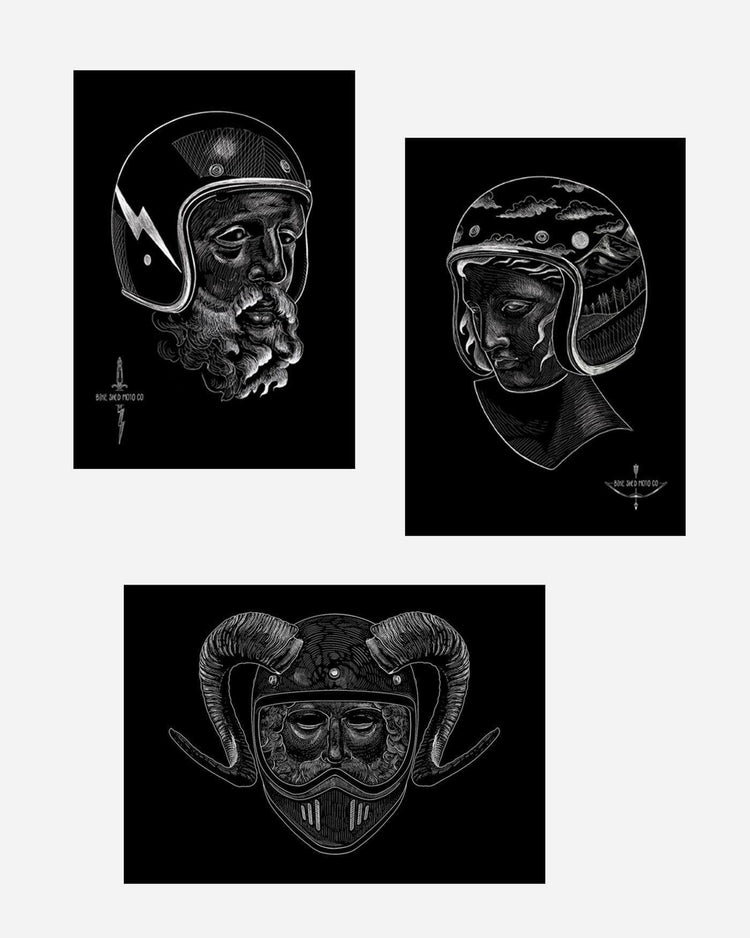 BSMC Retail Collaborations BSMC 'Gods In Helmets' Triptych Prints
