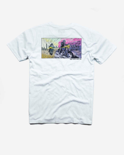 BSMC Motorcycle Mural Graphic T Shirt - White